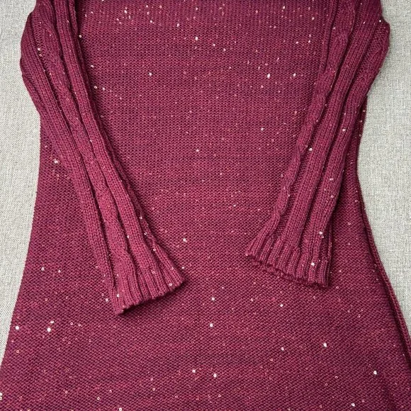 Cremieux Sweater Top Women's Small Round Neck Maroon w/ Gold Sequins NWT - Picture 13 of 13